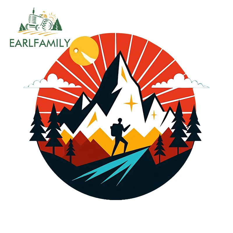 EARLFAMILY Attractive Mountain Climbing Item Car Stickers Cool Amusing Waterproof PVC Decals For Tumbler Fishing Tackle Box