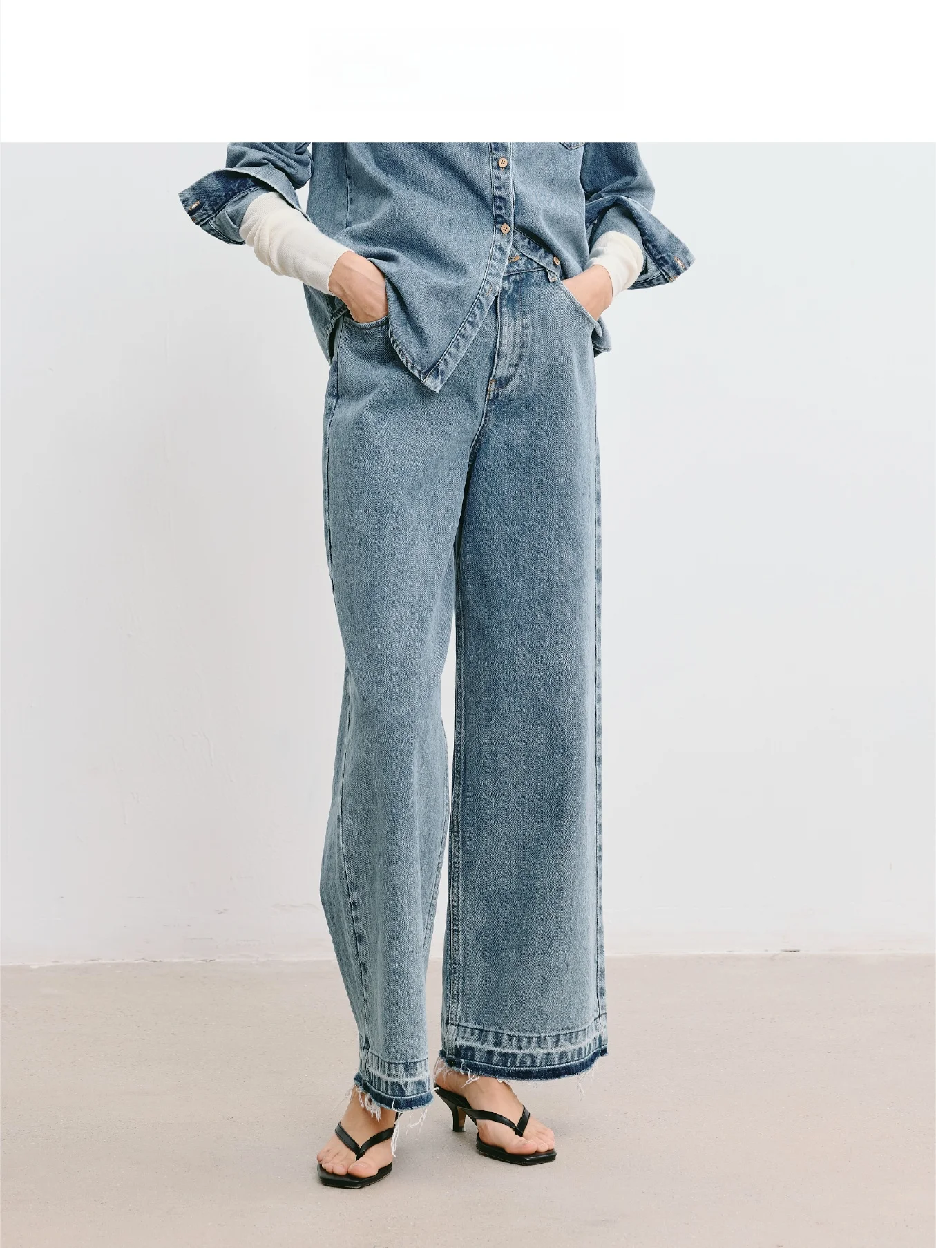 

LIHAN Spring 2026 Vintage Commuter Pure Cotton Blue Jeans Women's Straight Leg Pants Unique Design Casual Comfortable