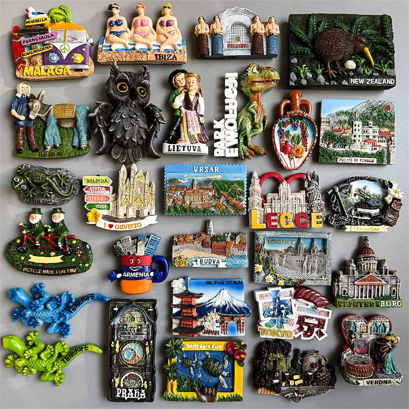 Fridge Magnets Italy Malaga Spain Helsinki Finland Lietuva Poland Moldova Monaco Italy Croatia Switzerland  Armenia Japan