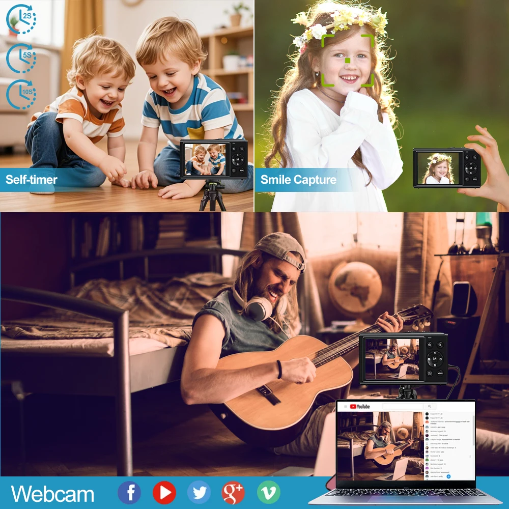 كاميرا رقمية 3X زووم بصري وتكبير رقمي 2X 4K Full HD Vlog مسجل فيديو يوتيوب 2.8 بوصة شاشة LCD كاميرا ويب WiFi #3