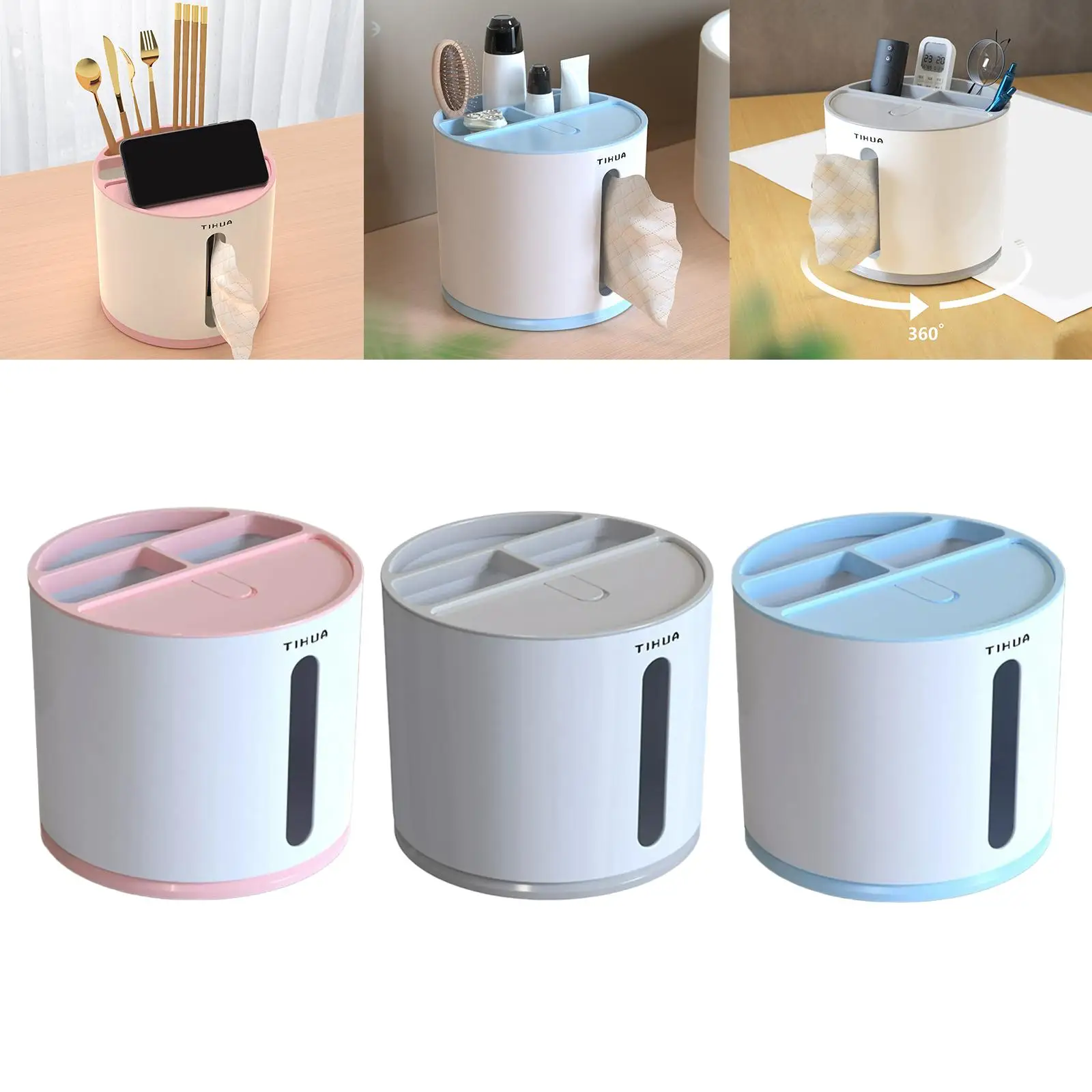 Multifunction Tissue Box Remote Control Organizer for Restaurants Office