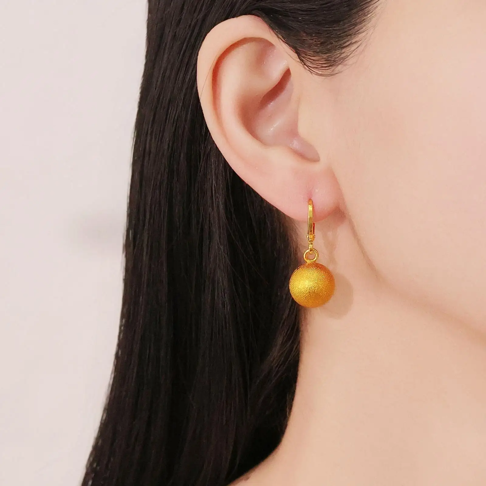 

Simple 14kt Gold Color Round Ball Bead Earrings for Women Girlfriend Wedding Birthday Valentine's Day Fine Jewelry Gifts