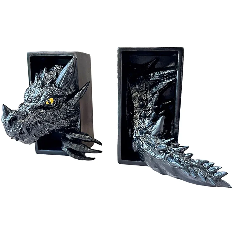 

1pc 3D Horror Dragon Decorative Bookends Gothic Dragon Ornaments Resin Dragon Creative Sculpture