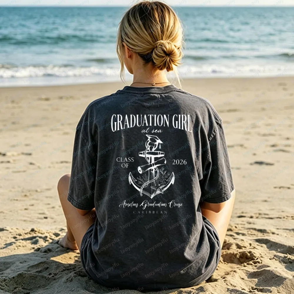 Class of 2026 Graduation Cruise T-Shirt Women Short Sleeve Cotton Tee Nautical Anchor Beach Trip Summer Casual Streetwear Tops