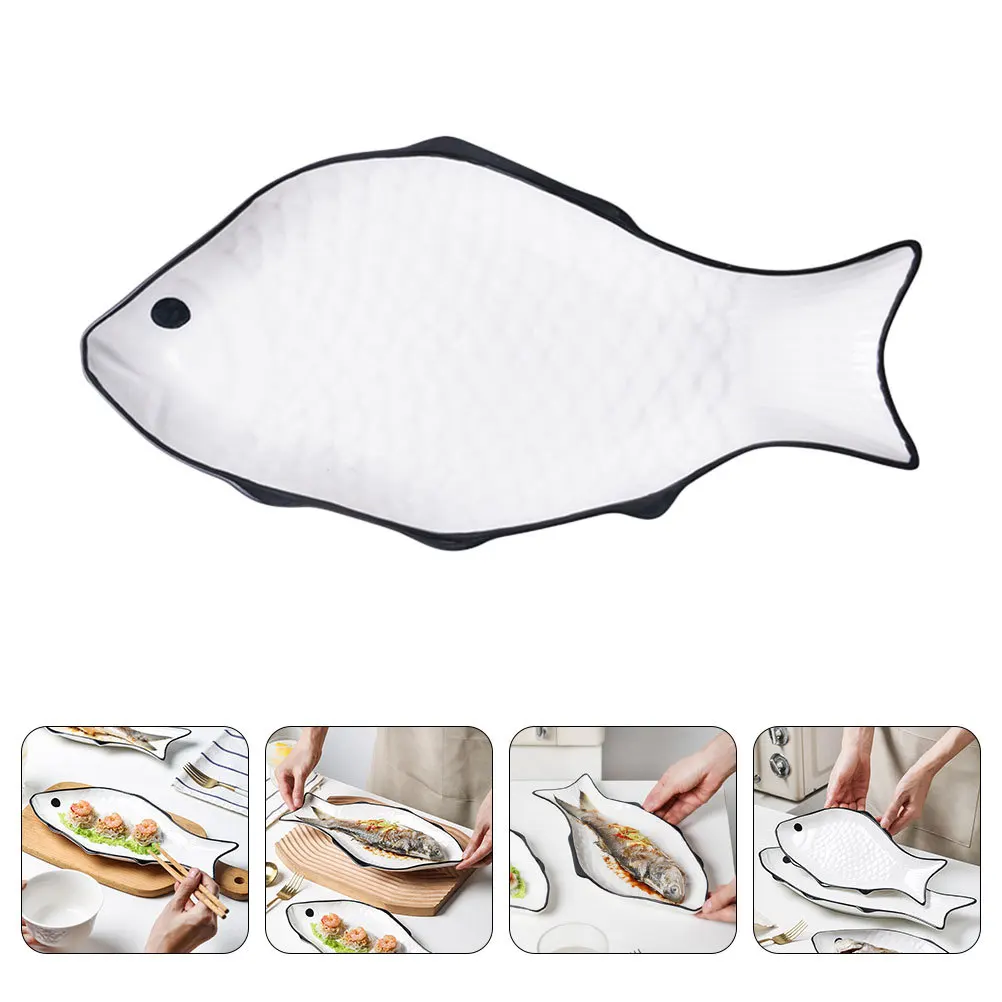 

Ceramic Steamed Fish Plate Creative Fish Holder Ceramic Material Safe Convenient Steamer Plate Kitchen Tableware
