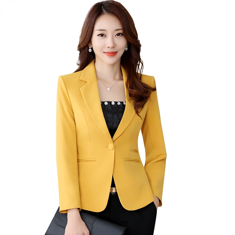 

New Casual Blazer Women's Spring Coat Work Coat Office Fashion Pocket Long Sleeve Slim Fit Candy Color Heavy Tops blazer set