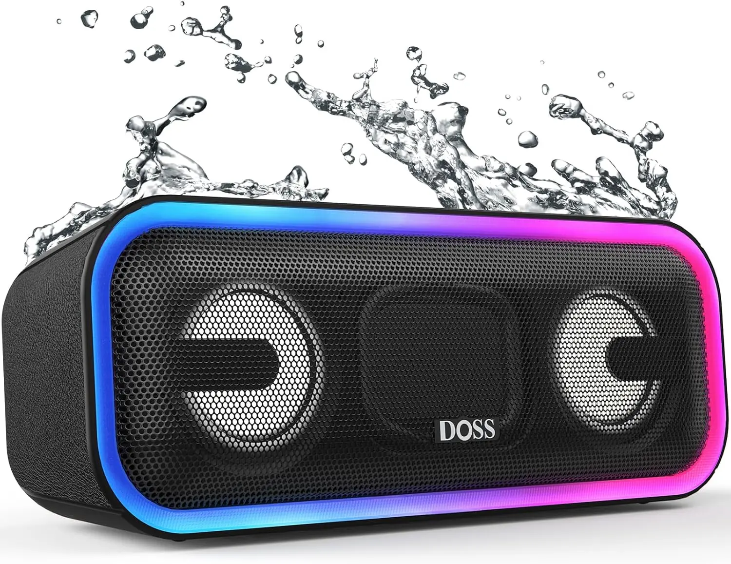 

Портативная Bluetooth-колонка с мощностью 24 Вт, стереозвуком, водонепроницаемостью IPX6, временем работы до 15 часов, цветной подсветкой для активного отдыха - черная