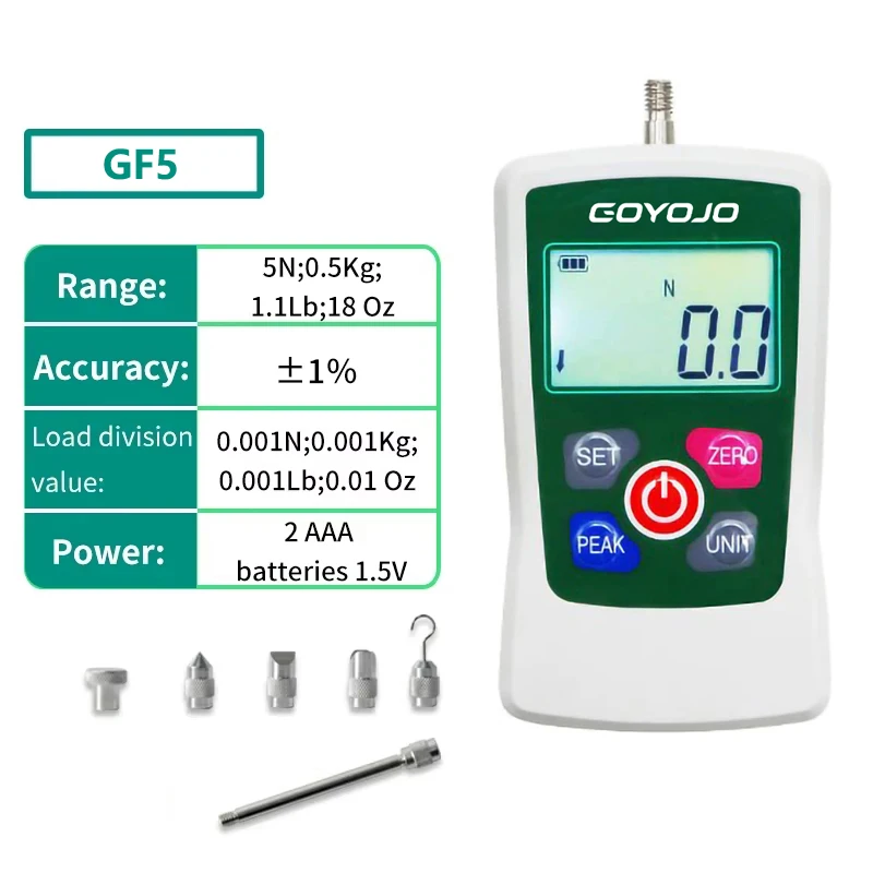 Digitale krachtmeter Zeer nauwkeurige push-pull-meter voor spannings- en compressietesten (N, kg, lb, oz) met achtergrondverlichting 5N/300N/500N