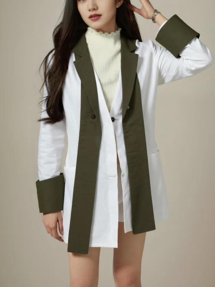 

KWTX 2025 New Women’s Suit Set Detachable Collar Contrast Sleeves Blazer+Pants Kuwait Fashion Office Elegant