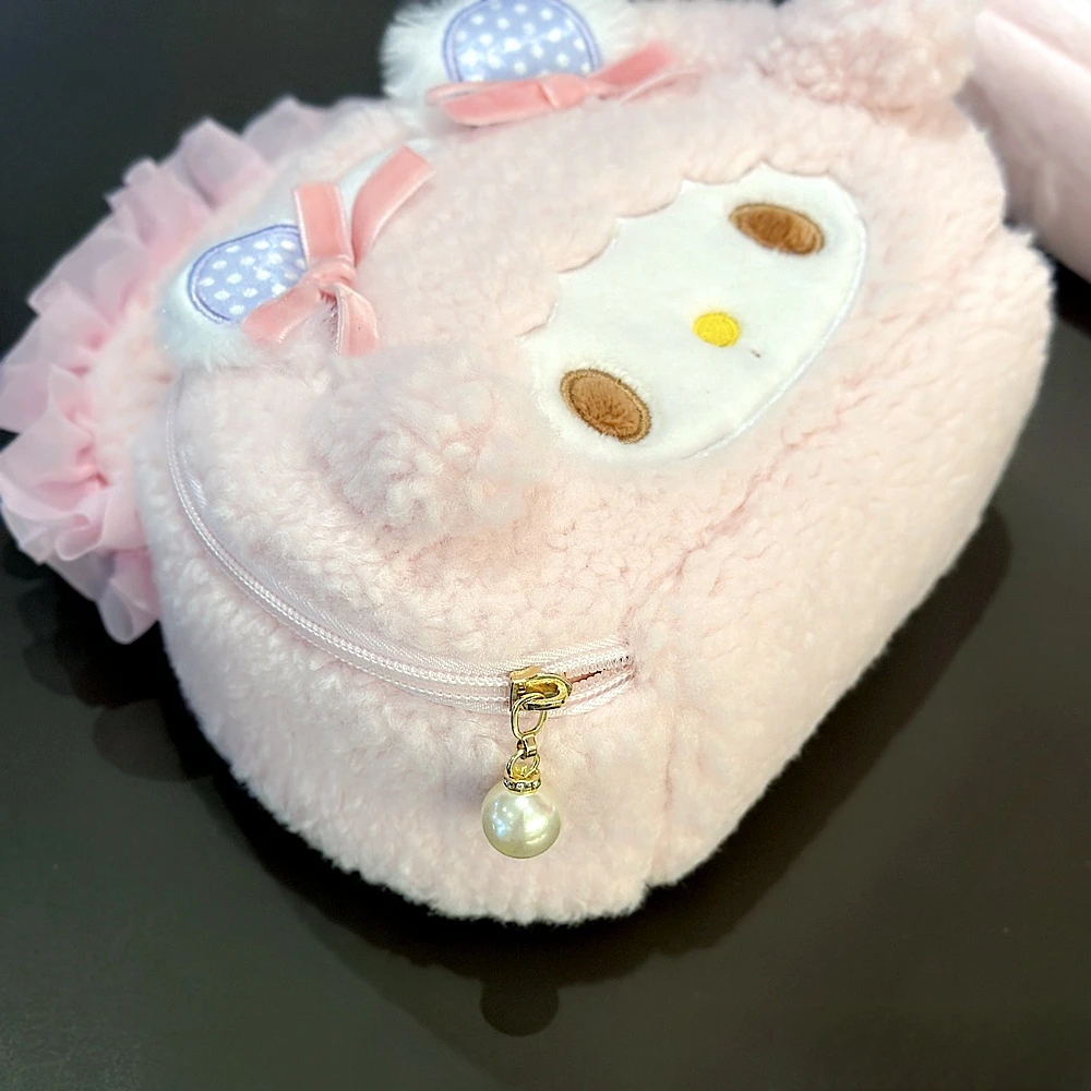 Cartoon My Melody Piano Cosmetic Bag Japanese Style Kawaii Anime Plush Bag Large Capacity Cosmetic Storage Bag Birthday Gifts