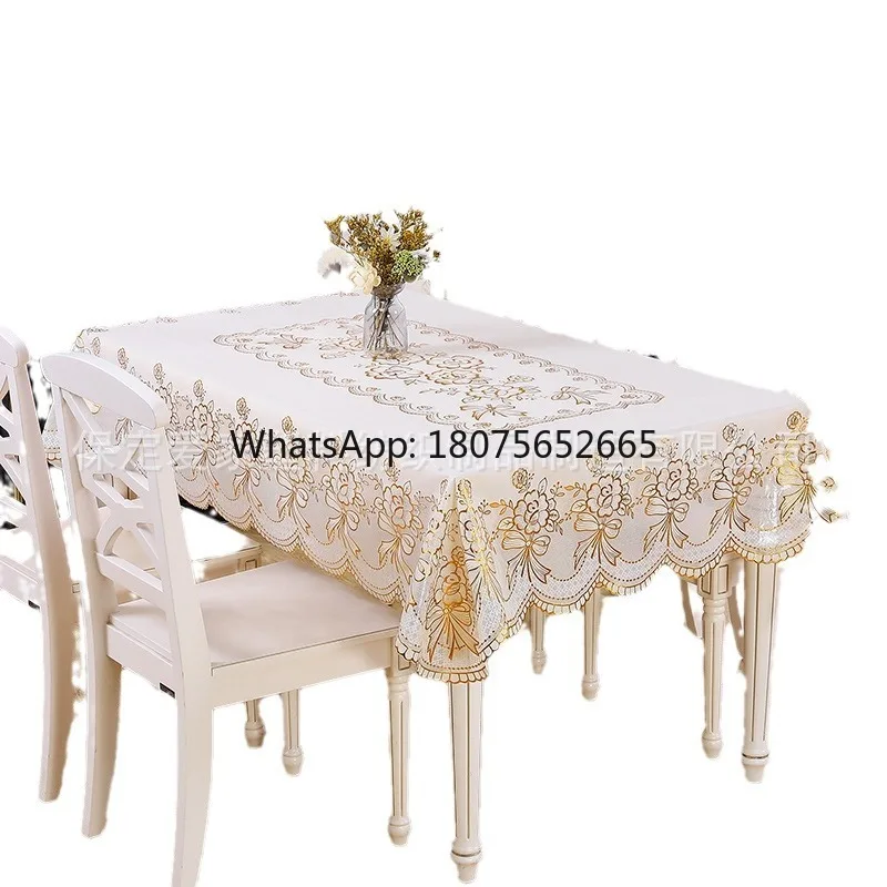 European style gold foil lace rectangular tablecloth - waterproof & heat resistant