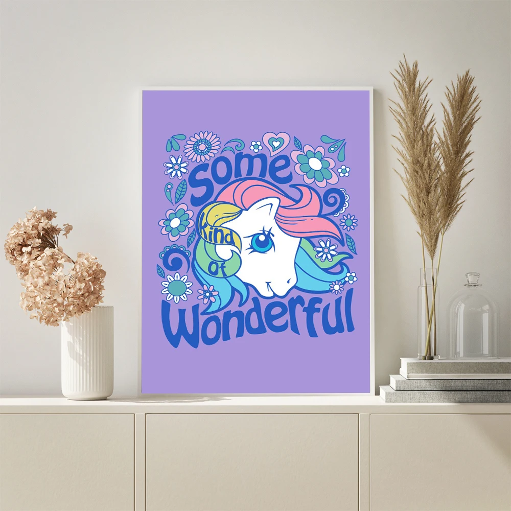 Trippy Pony Little Pony Cartoon Poster Canvas Painting Kids Room Girls Room Aesthetic Decor Pony Friends Love Quotes Wall Decor