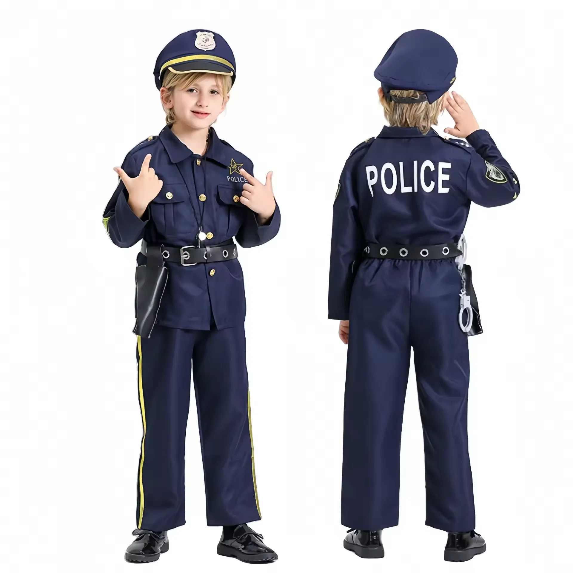 ديلوكس لطيف ضابط الشرطة زي طفل رضيع هالوين كرنفال أداء الحفلات فستان بتصميم حالم الزي الرسمي تأثيري حلي #3