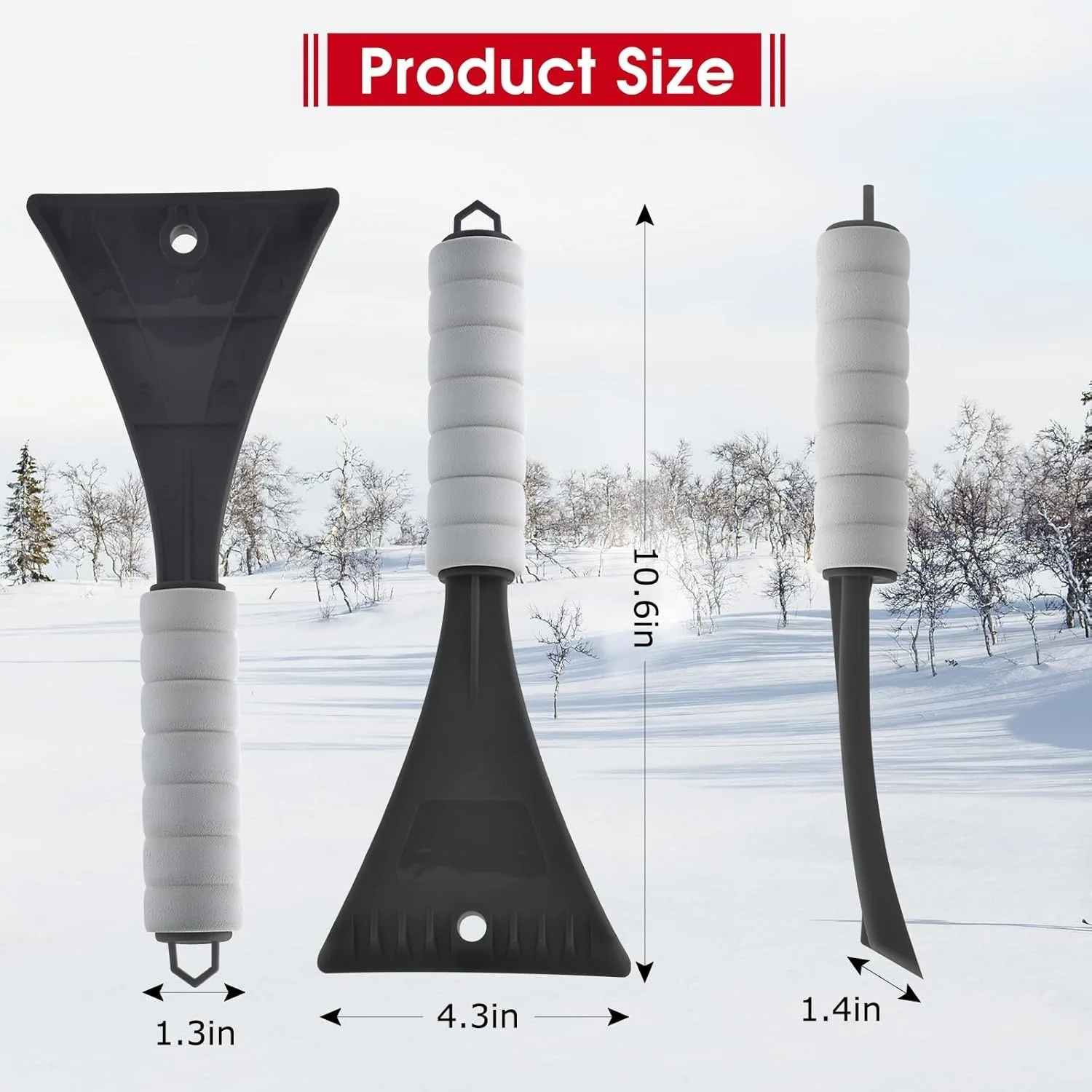 Car Ice Scraper with EVA Soft Foam Handle, Durable PP Windscreen Frost Remover, Portable Snow Removal Tool for Car Windshield