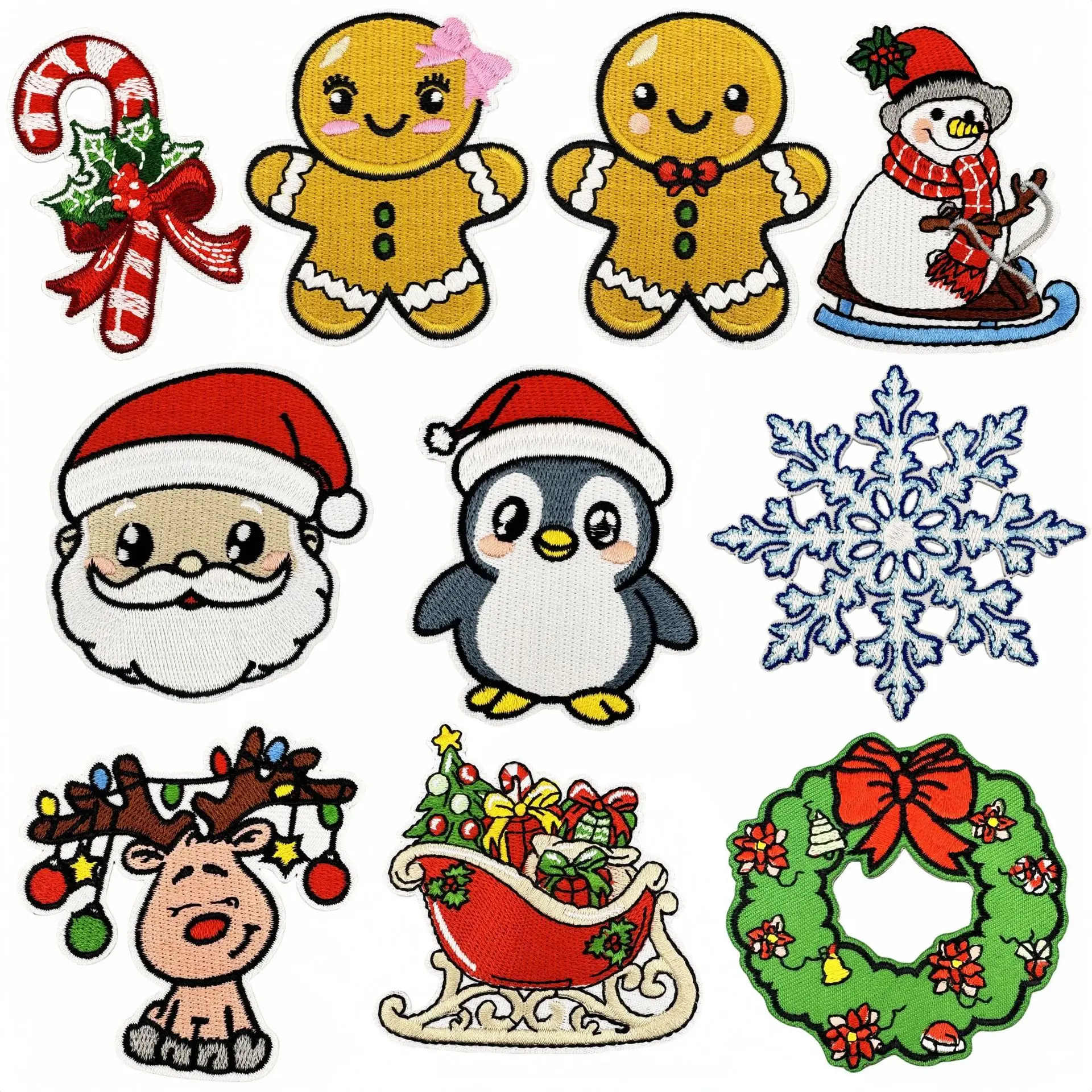 

10Pcs Christmas Iron on Patches - High-Quality Embroidered Sew Applique Festive DIY Decorative Repair Patch for Clothes Backpack