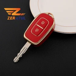 자동차 원격 키 포브 커버 케이스, 르노 Kwid 교통 기호, Dacia Sandero Logan 먼지털이 2016 2017 2018, 2 버튼
