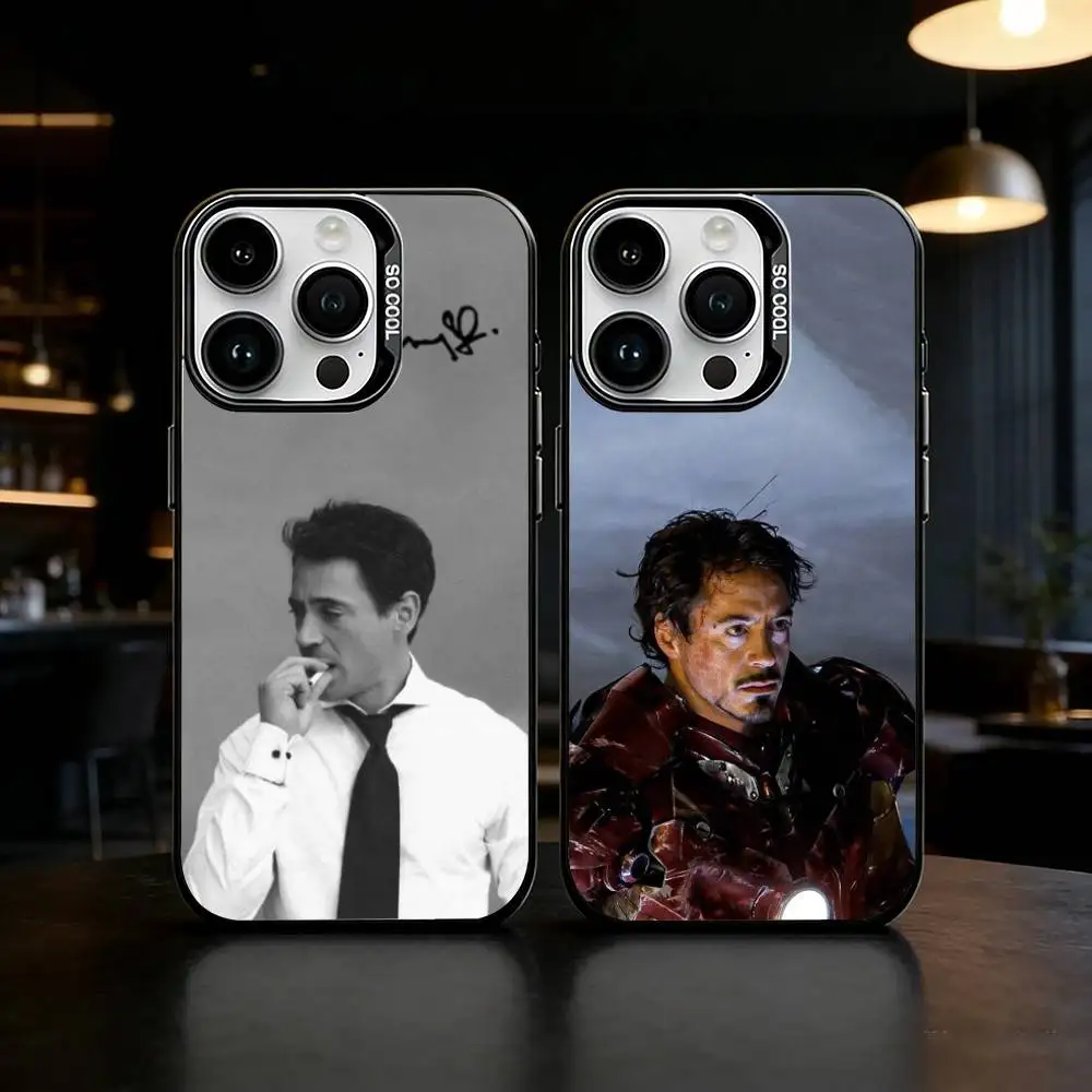 R-Robert D-Downey Jr Phone Case For iPhone 17,16,15,14,13,12,11,Pro Max,Plus Candy Silver Cover