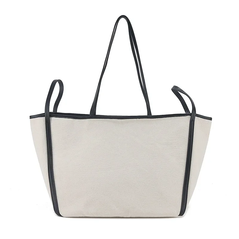 

Women's 2024 New @R Canvas Color Collision Large Capacity Shoulder Shopping Bag Tote Bags Accessories