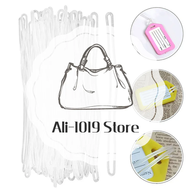

50pcs Travel Tags Plastic Bag Loops Transparent Luggage ID Label Strap Holder Lanyard Portable Travel Accessories