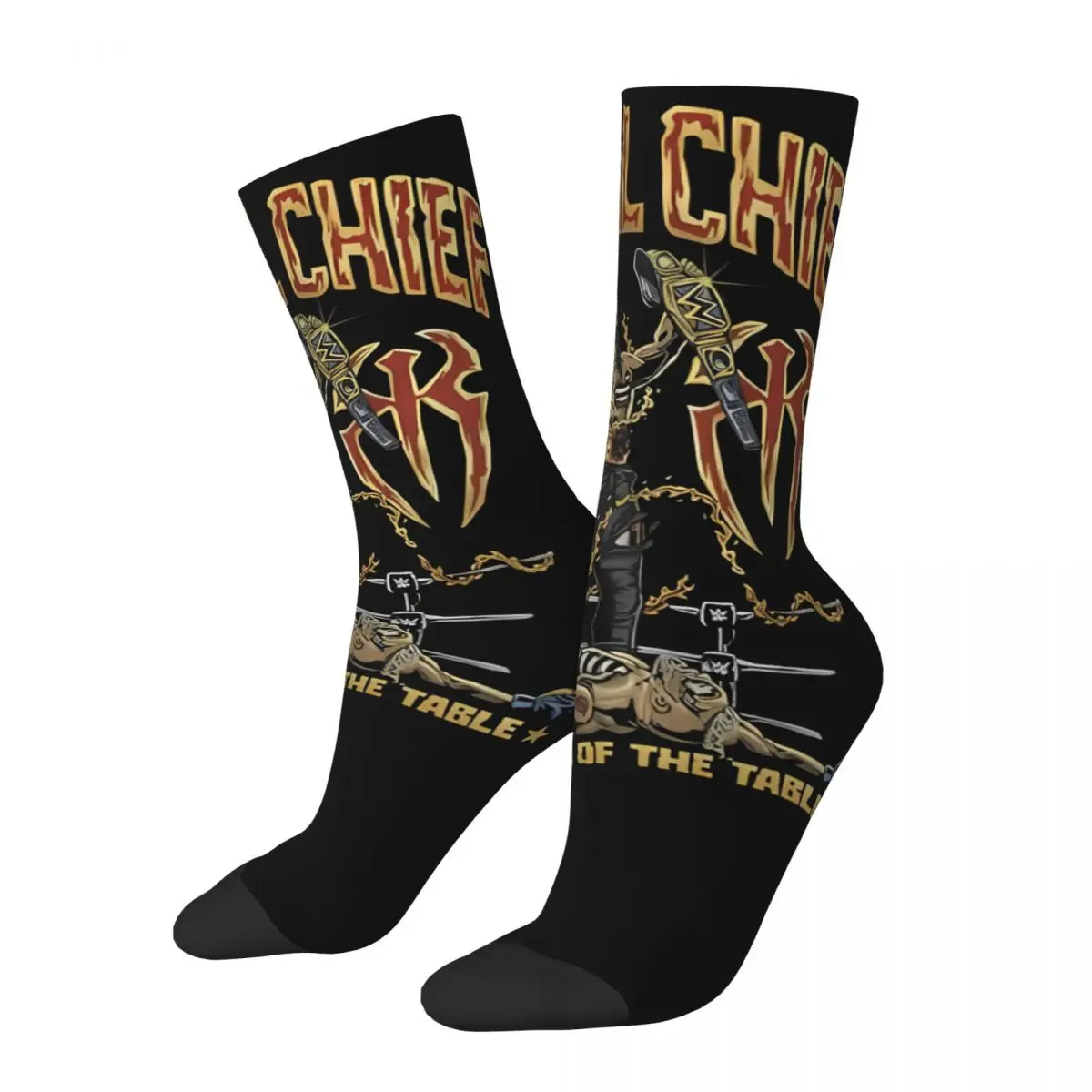 Crazy Unisex Socks Wrestler Roman Reigns Tribal Chief Accessories Warm wrestling Sport Dress Socks All Seasons