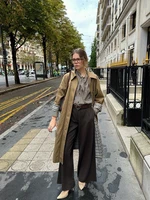 Prendas de abrigo de moda de otoño/invierno, gabardina informal de manga larga con botones frontales y estampado a cuadros para mujer, recién llegado 2025