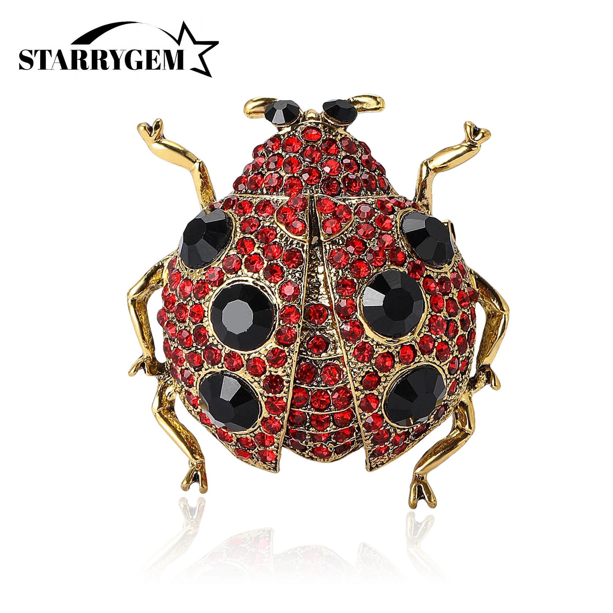 Rhinestone Heavy Industry Large Ladybug Pin for Women Unisex Glass Insect Brooches Office Party Friend Gifts Jewelry Accessories