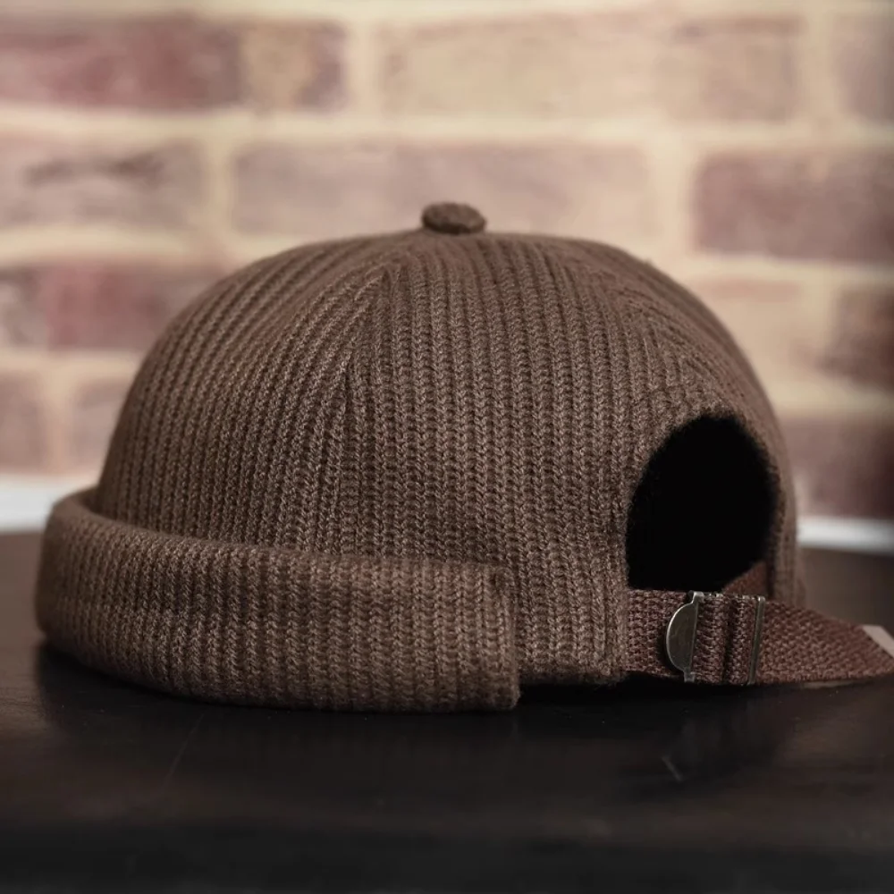 Sombrero de sol de estilo vintage japonés con parte superior plana para otoño e invierno, hecho de tejido de punto, adecuado para un caballero.
