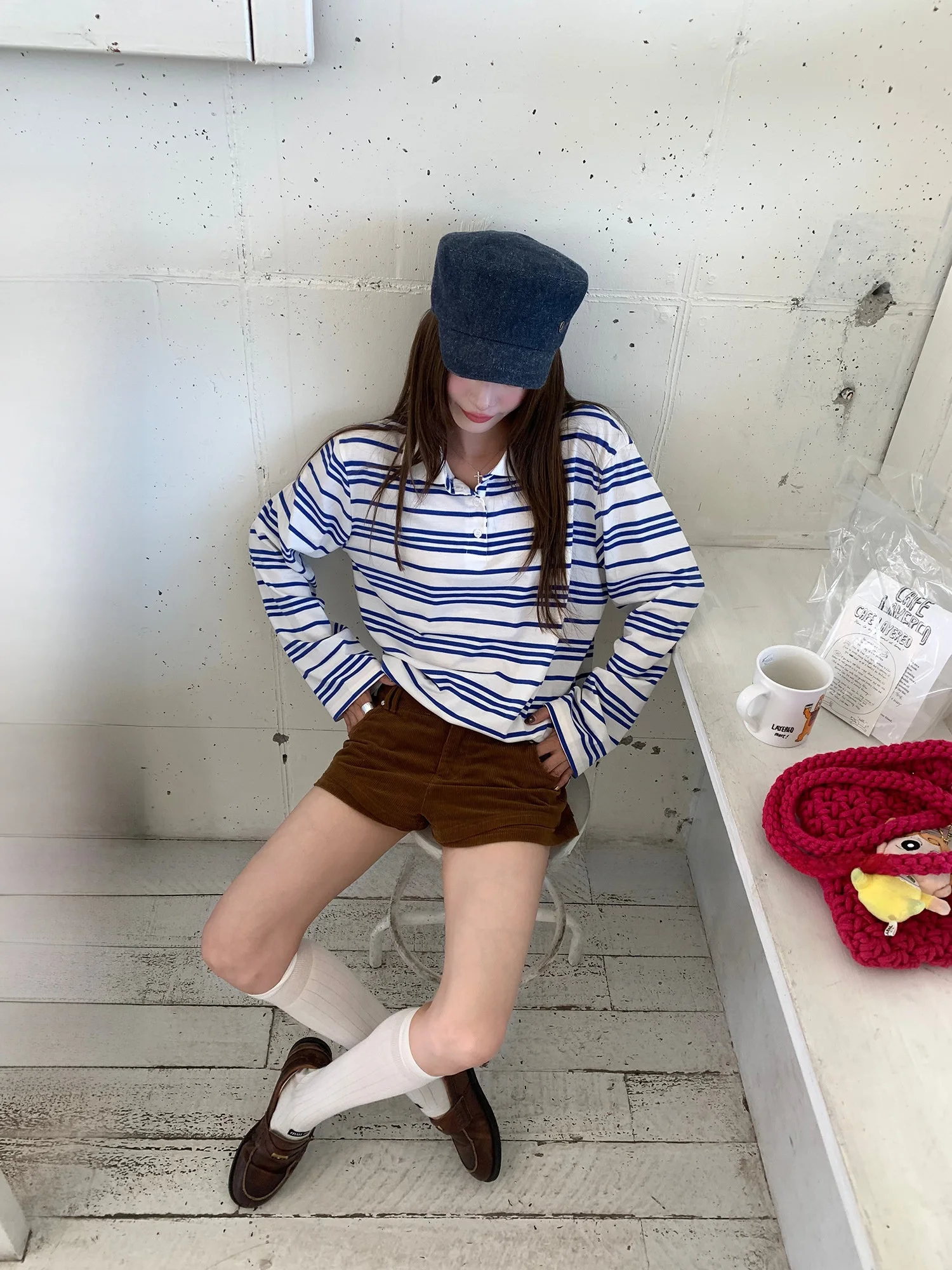 

Женская футболка свободного покроя с художественным синим полосом и стоматологическим фиксатором Long Sve irt Ele Faionable, повседневная женская футболка свободного покроя с креативным узором