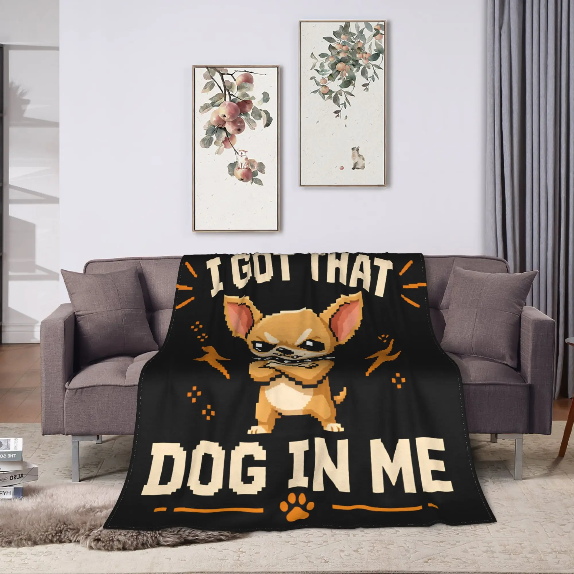 I Got That Dog in Me Chibi Chihuahua Blanket Warm Comfy  Bedding Throws Spring Adults Home Decor Travel Bedspread