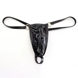 Ssisy Männer 2022 PU Niedrigen Taille Tanga G-String Unterwäsche T Zurück Briefs Sexy Micro Hohe Elastizität Seidig Glatt männer jugend T Hosen