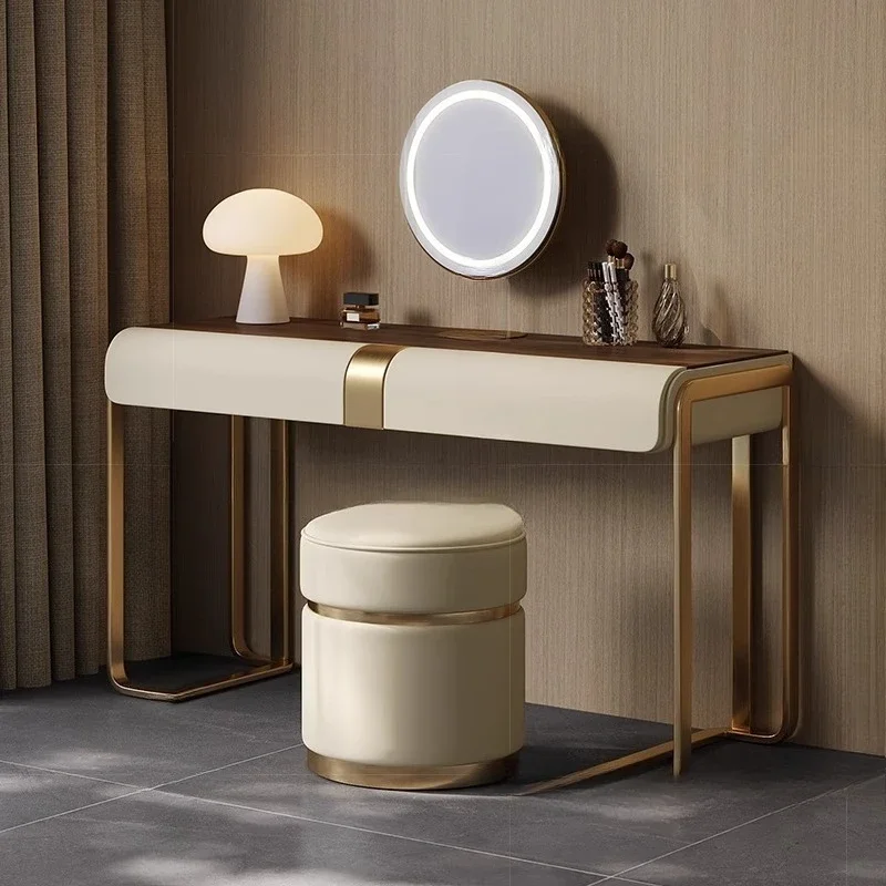 Simple dresser Small apartment, high-end modern fashion walnut pattern light luxury minimalist makeup table