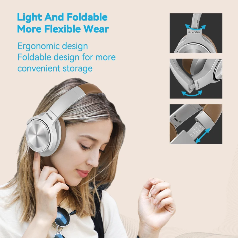 Mixcder E9 cuffie Wireless APTX-HD cuffie Bluetooth 5.0 con cancellazione attiva del rumore con 60 ore di riproduzione di bassi profondi Super HiFi