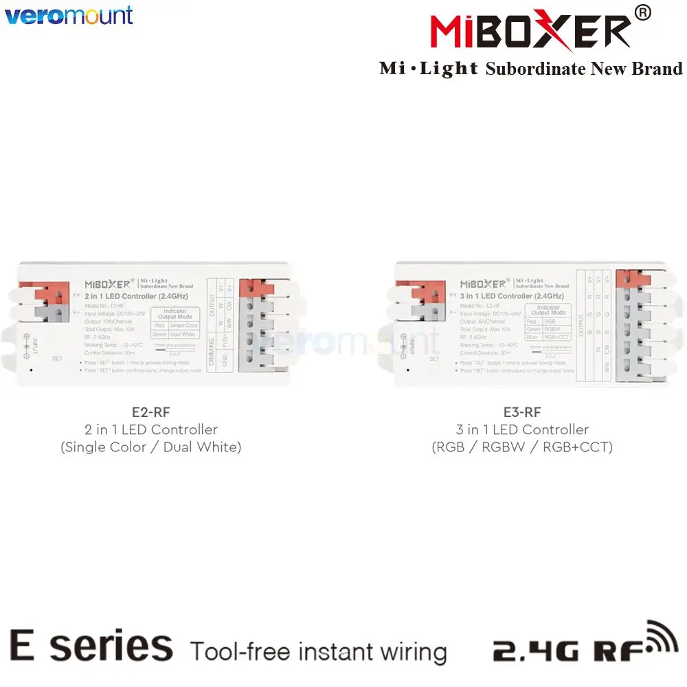 MiBoxer 2.4G RF Пульт дистанционного управления E2-RF 2 в 1 E3-RF 3 в 1 Светодиодный контроллер Одноцветный двойной белый RGB RGBW RGBCCT Светодиодная лента Диммер MiBoxer 2.4G RF Пульт дистанционного управления E2-RF 2 в 1 E3-RF 3 в 1 Светодиодный контроллер Одноцветный двойной белый RGB RGBW RGBCCT Светодиодная лента Диммер