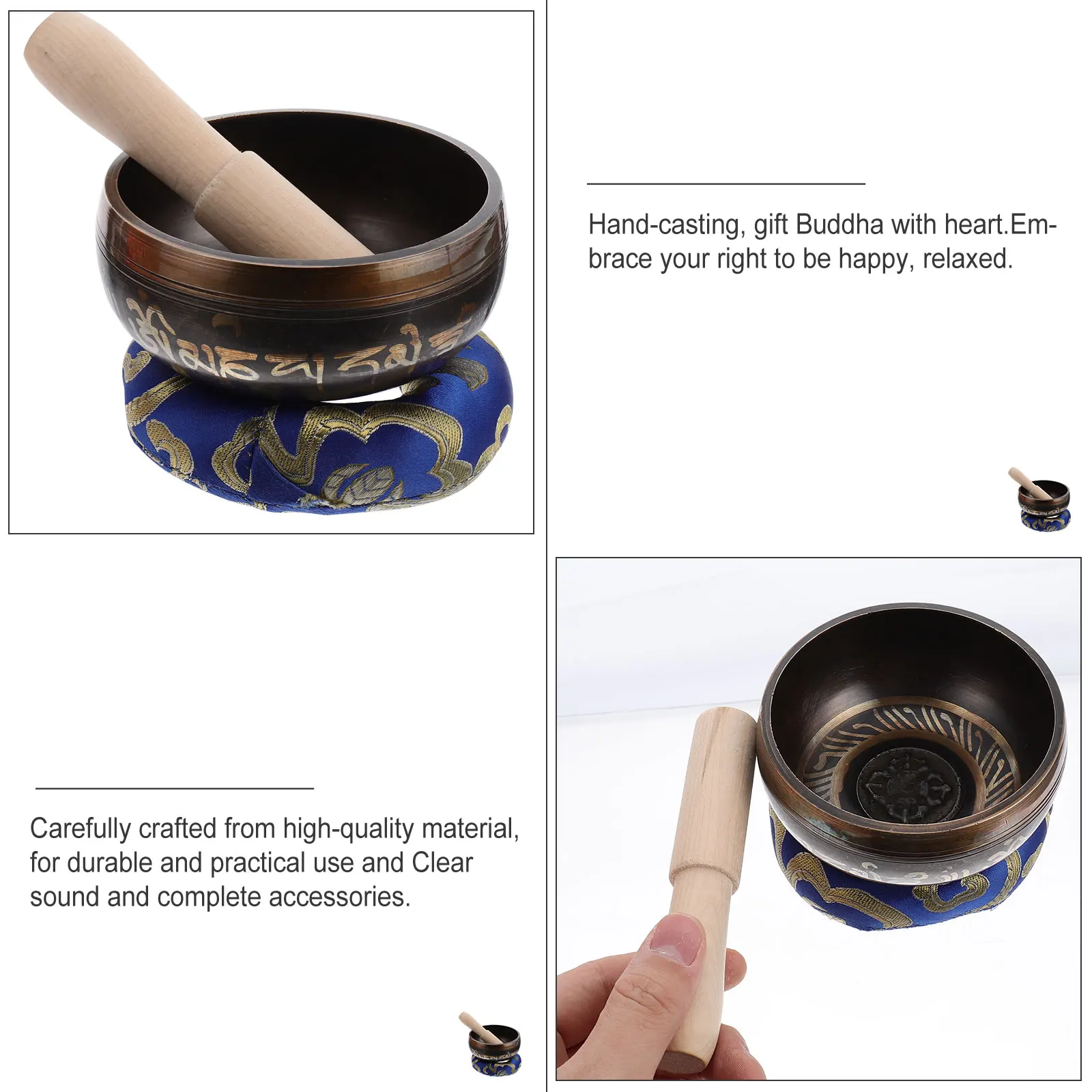 

1 Set Tibetan Singing Set Healing Sound Meditation Yoga Grounding Deep Tone Gift Complete Accessories Durable Practical Embrace