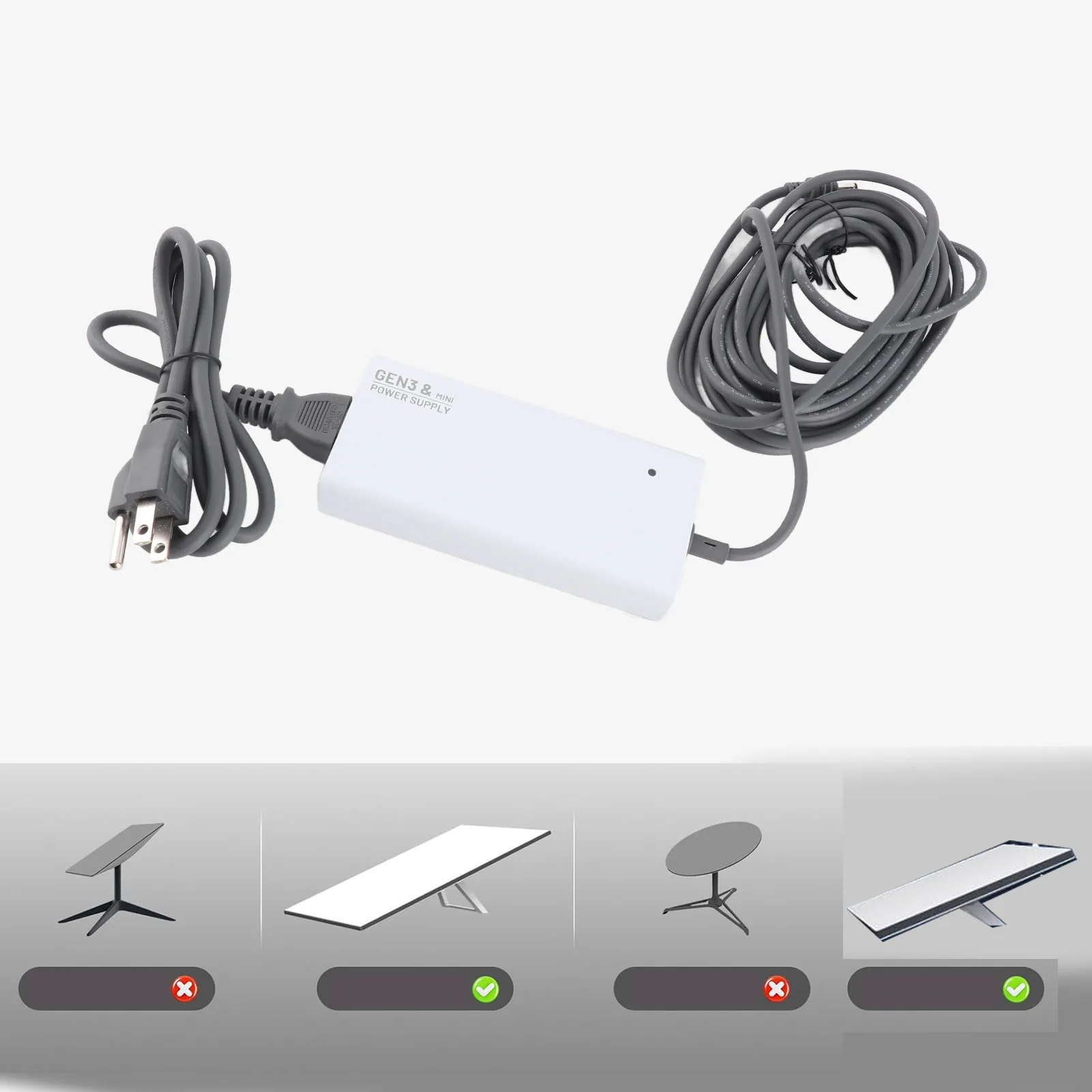 144W Power Supply for Starlink Gen 3 and for Mini Device Adapter Charger 2.0A Input 48V 3.0A Output 16.4FT DC Cord 3.3FT AC Cord