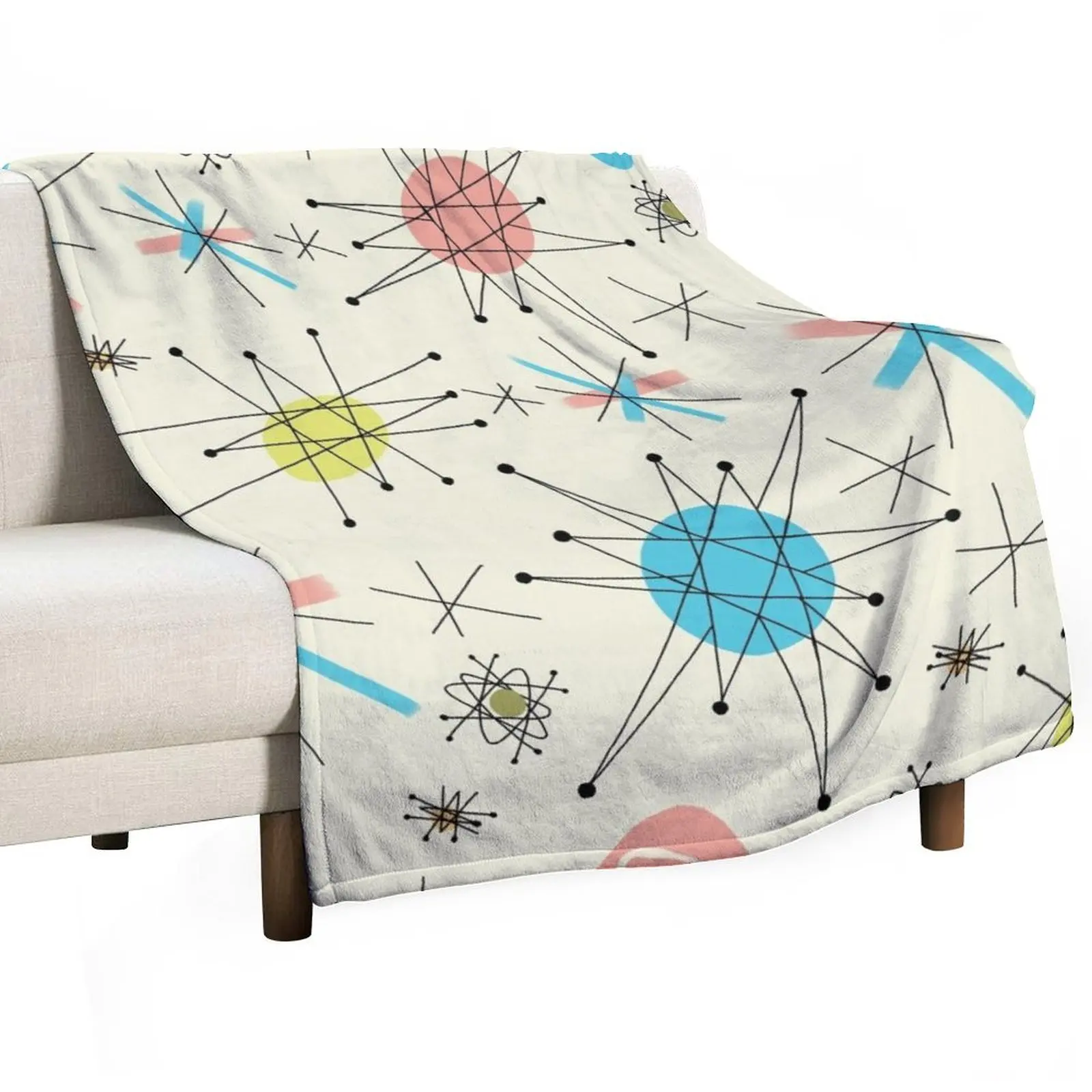 1950's Atomic Starburst Throw Blanket Warm Flannel Fabric Sofa Quilt Kid'S Cute Plaid blankets ands Blankets