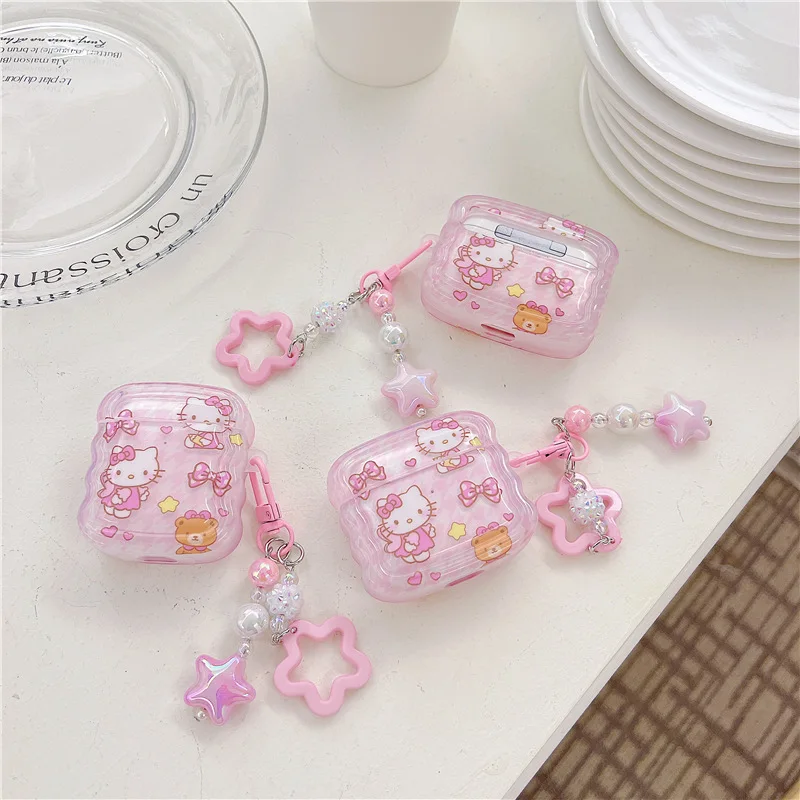 Simpatico cartone animato Hello Kitty custodia per Apple Airpods 1 2 3 custodia protettiva Kawaii Wireless Bluetooth custodia per auricolari per