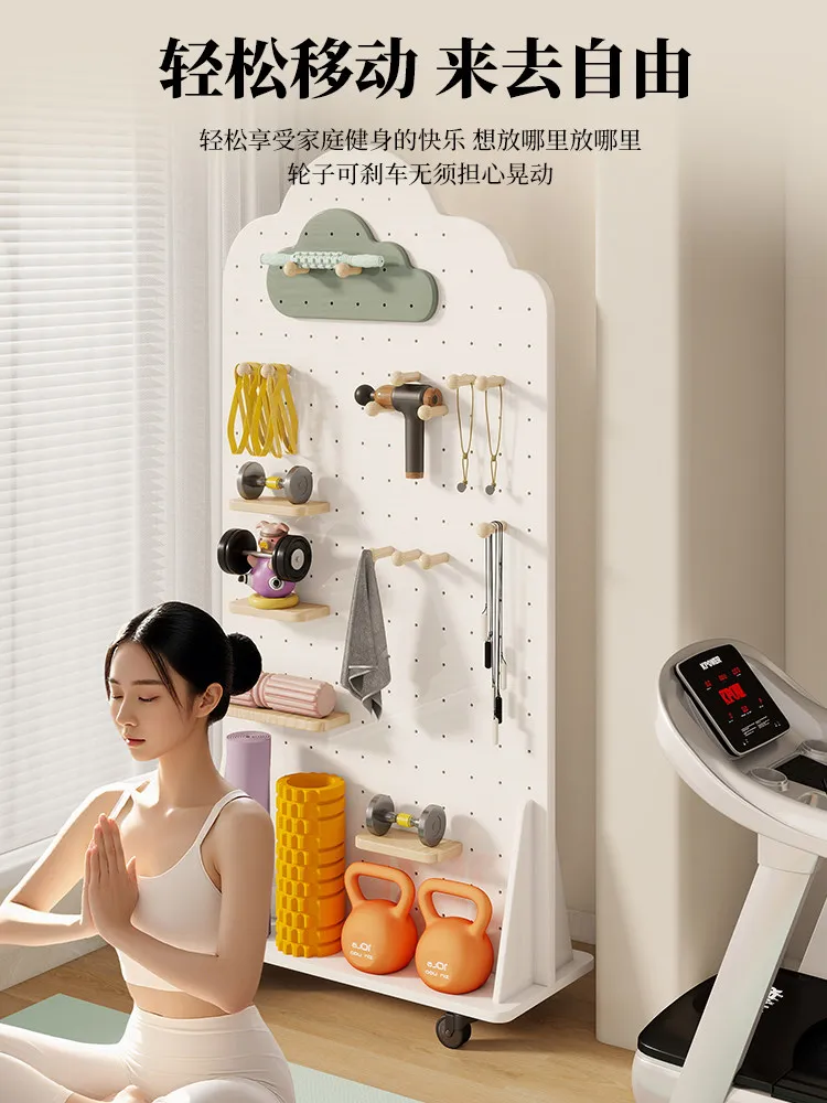 Cave board fitness equipment yoga sports storage rack household movable mirror floor double mirror storage rack