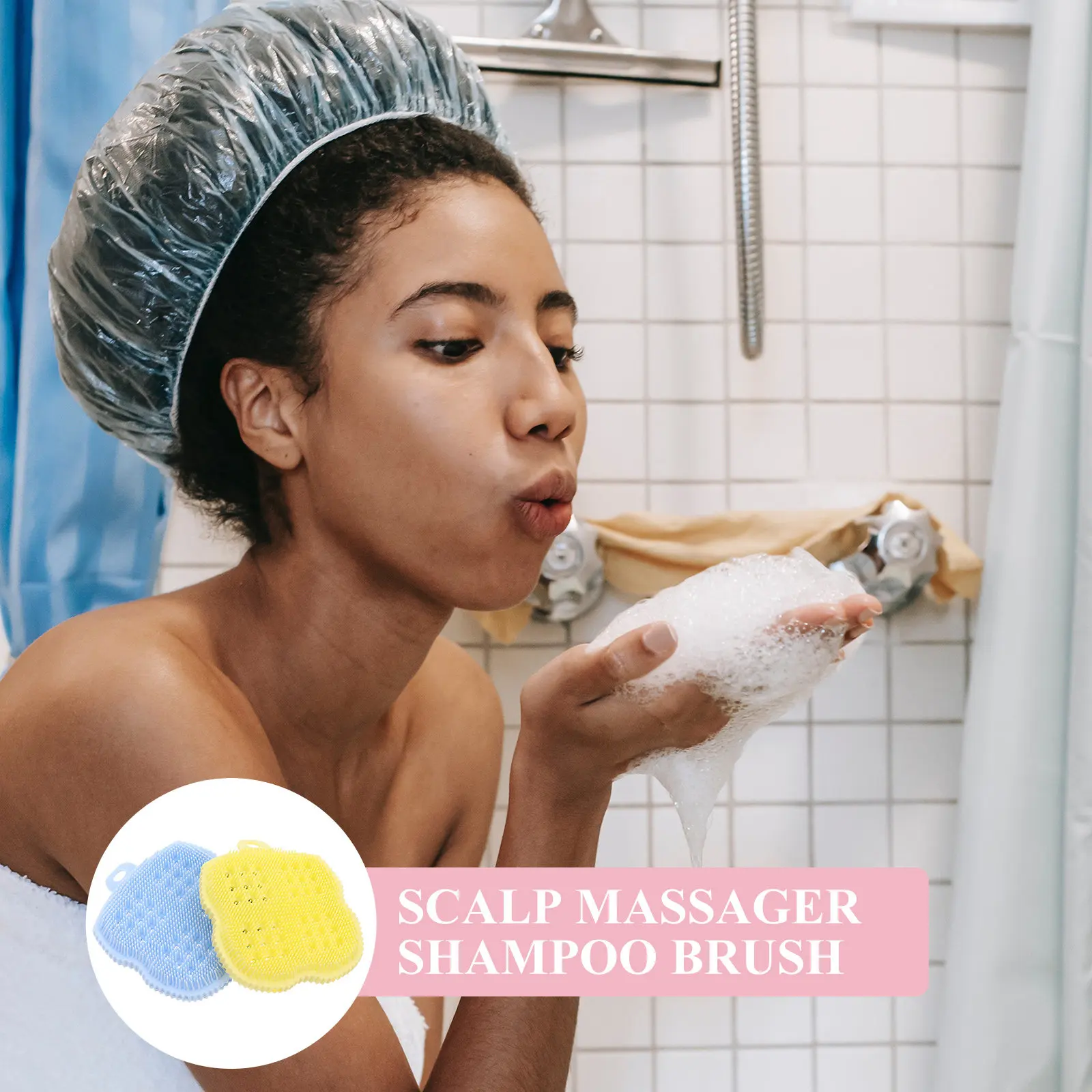 

Набор из 2 силиконовых щеток для душа: отшелушивающая щетка для тела с мягкой щетиной, массажер для спины и кожи головы, аксессуар для ванной и спа