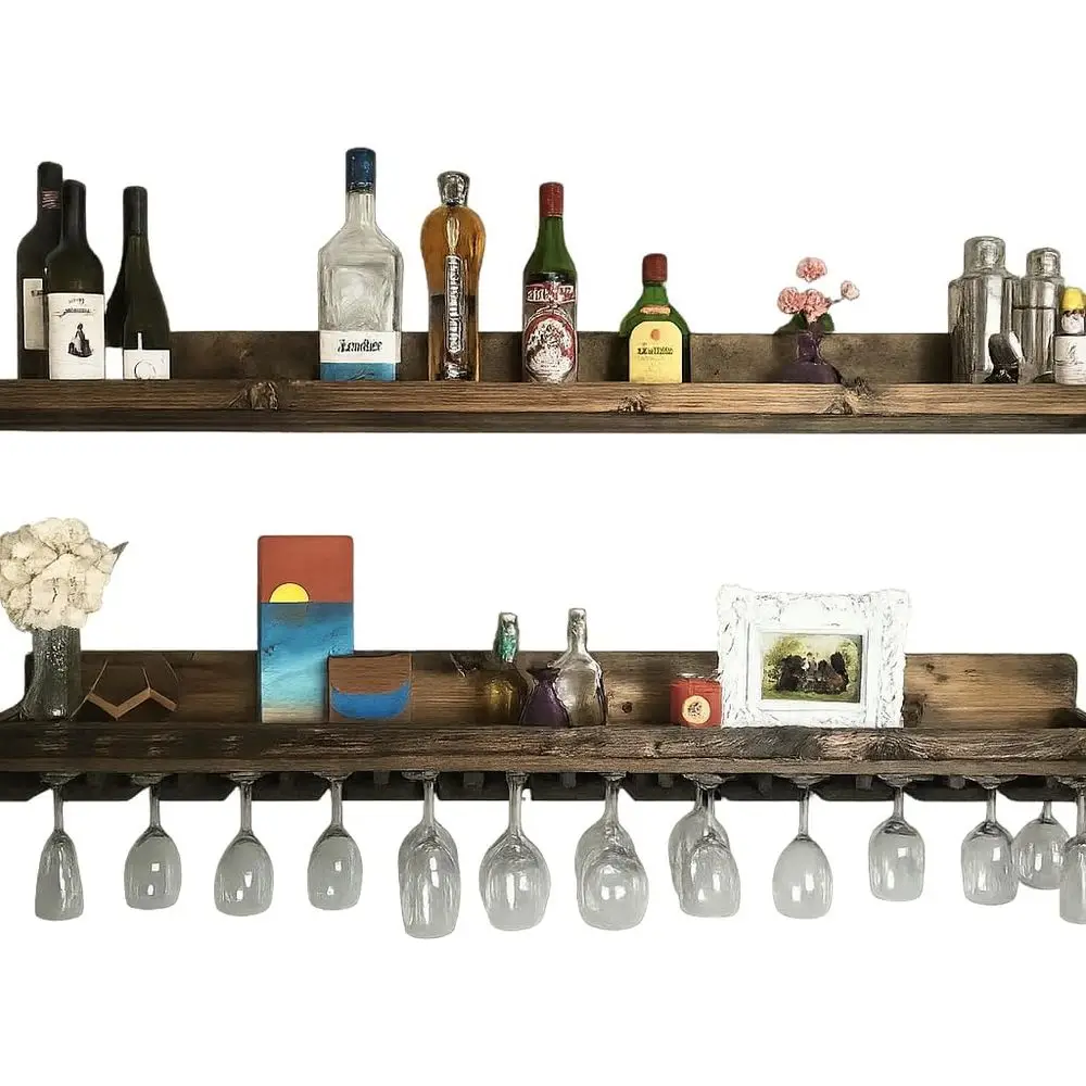 

Wall Mounted Wood Wine Rack Shelves (2 Piece Set) (60 inches)