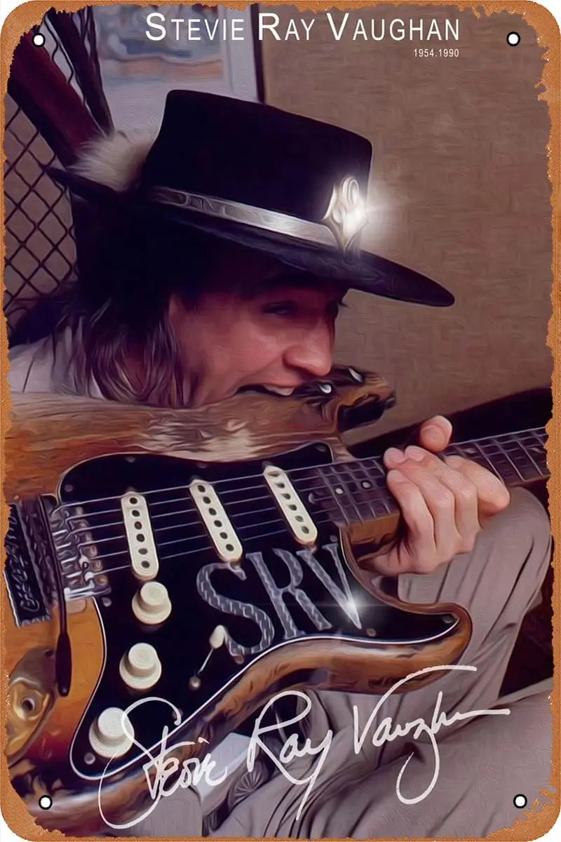 Vintage Look Metal Sign Stevie Ray Vaughan Music Poster for Cafe Bar Man Cave Office Home Wall Art Decor Gift Retro Tin Sign