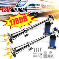 1/2X 12V 30A Car Air Horn Super Loud Metal Horn Universal Single Trumpet Compressor 178DB Horn Car Truck Train Moto