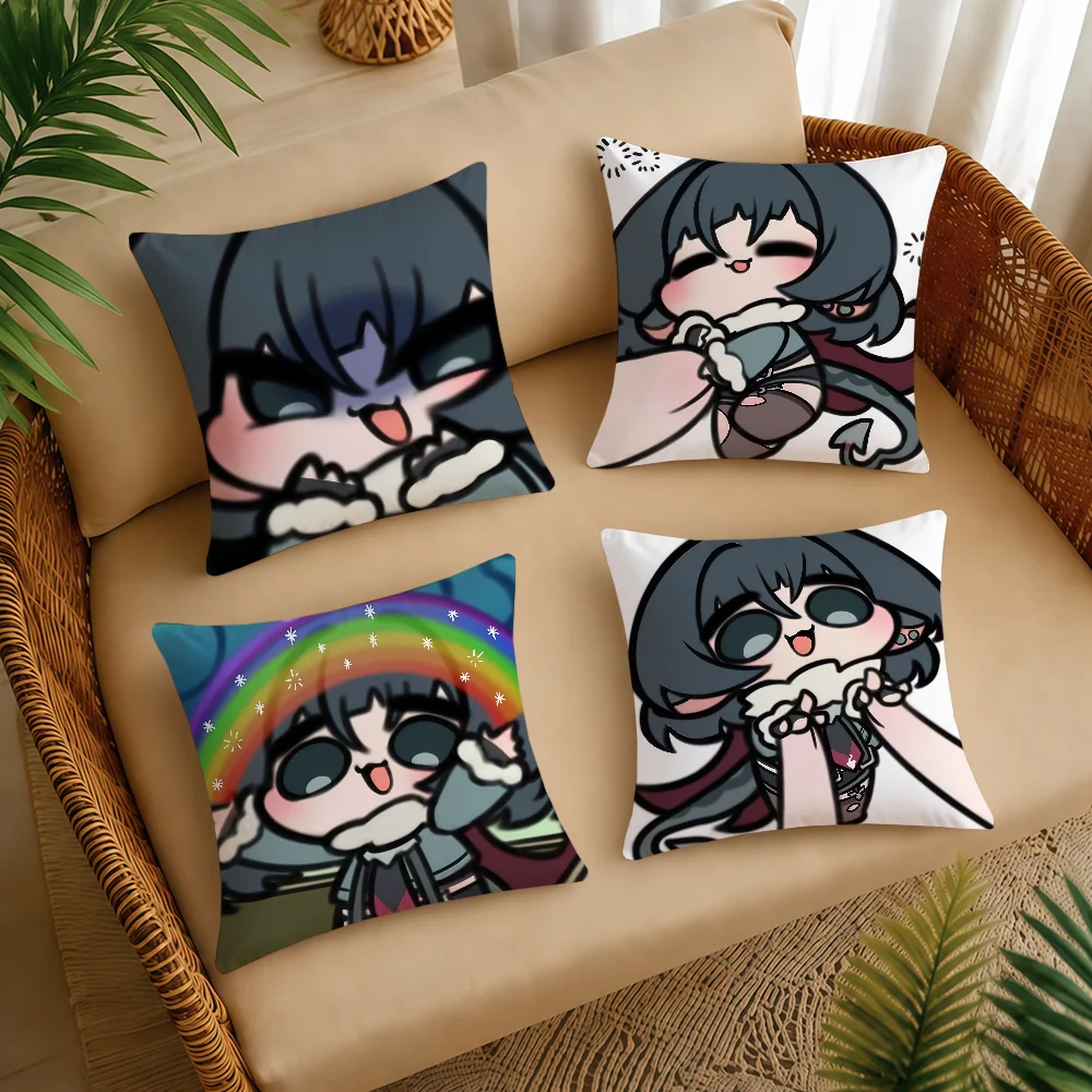 Jane Doe Zenless Zone Cute Q-version Cushion Cover Square Decorative Throw Pillow Case Sofa Bed Living Room Anniversary Gifts