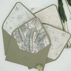 3pcs/lot Vintage Western Envelopes Wedding Invitations Printing Lining Envelopes Belly Band Invitation Stationary
