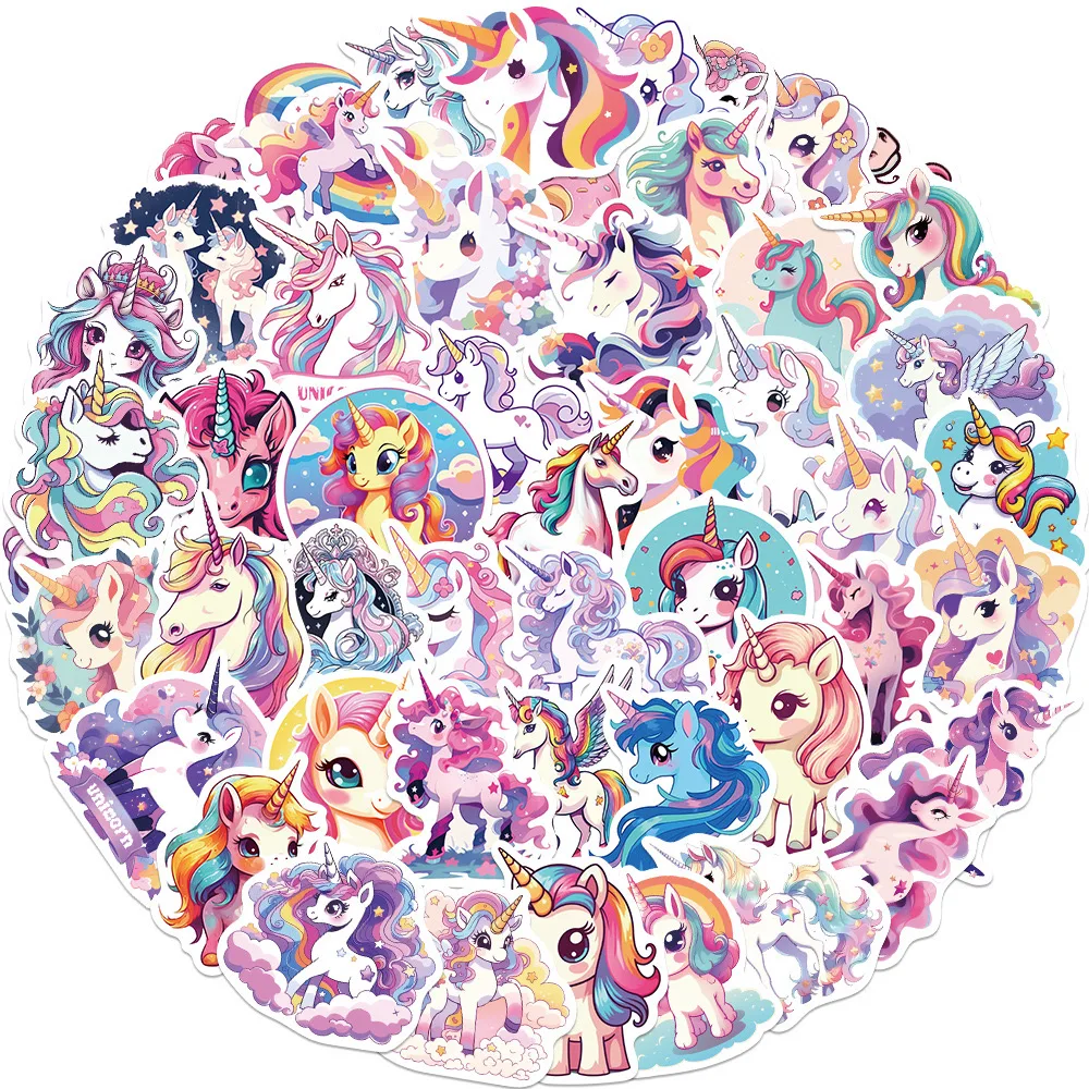 10/50pcs Cartoon Cute Rainbow Unicorn Stickers Pack for Scrapbooking Laptop Travel Luggage Laptop Wall Car Decoration Decal