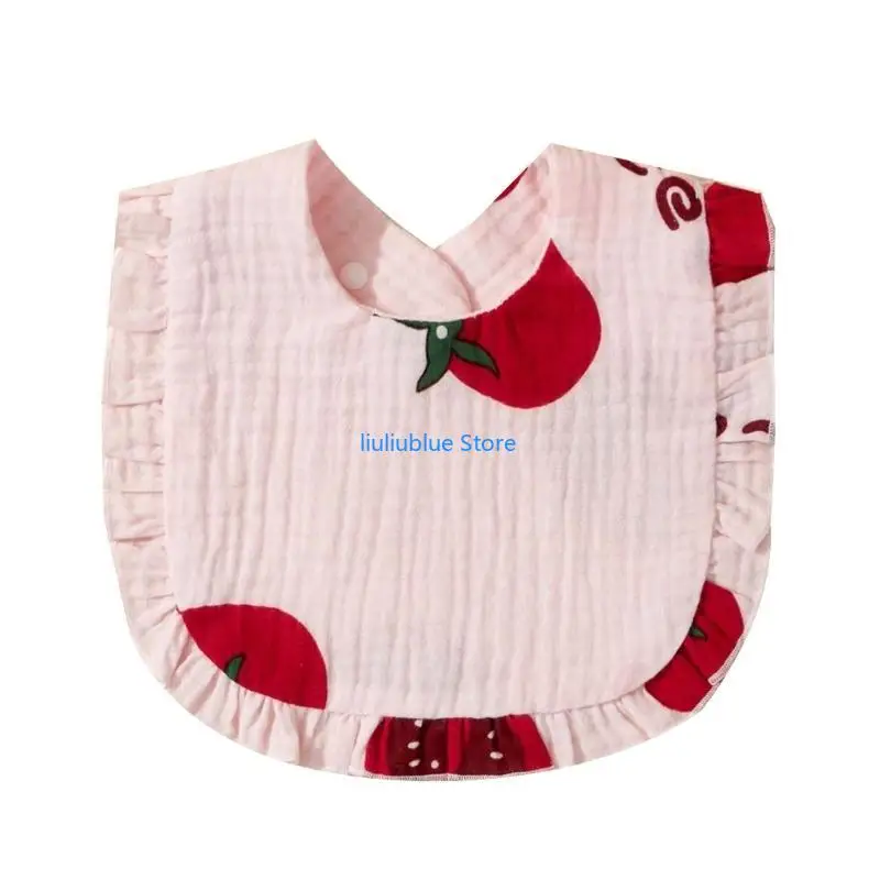 

U-shape Baby Bibs Burp Cloth Vintage Ruffle Bibs for 0-24M Infant Gender Neutral Print Drooling Bib Newborn Shower Gift 62CF