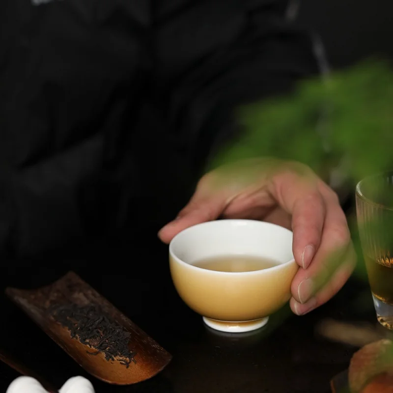 ★Jingdezhen Ceramic Teaware Tea Cup Master Arhat Goblet Handmade Tea Tasting Cup Color Glaze Single Cup Four Colors