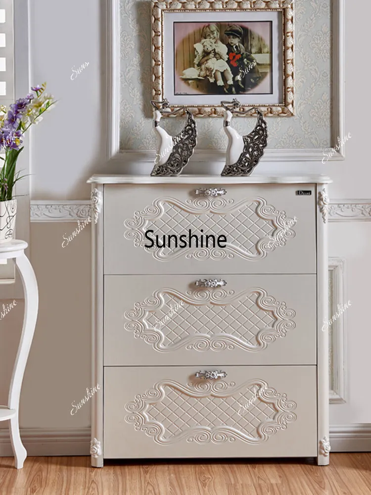 European minimalist modern white engraving enters the entrance foyer cabinet