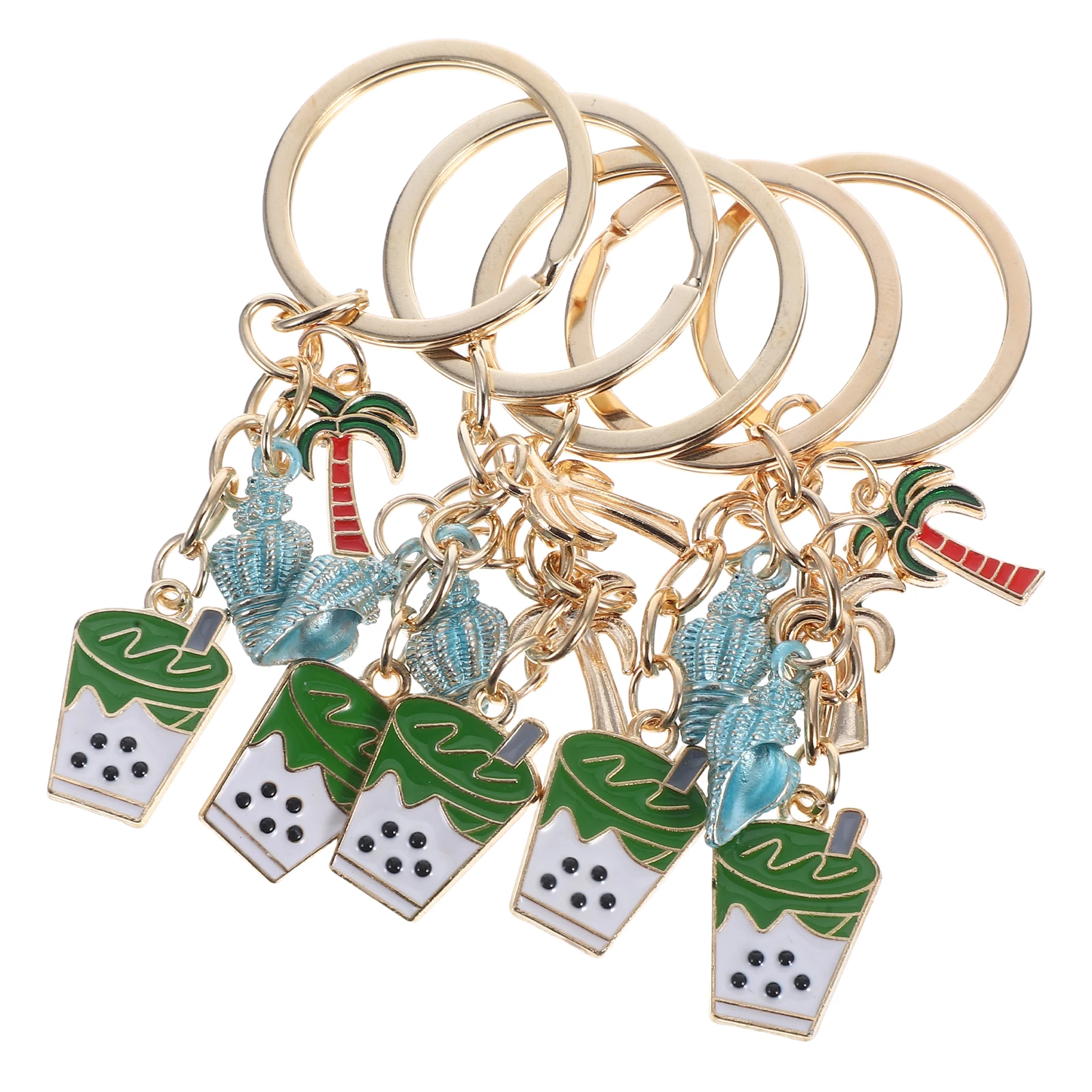 

5pcs Coconut Tree Keychains Cute Backpack Accessories Bag Charms Pendant Party Decorations Tropical Necklace Kawaii Gifts
