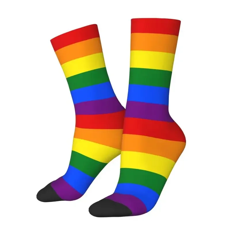 Gay Pride LGBT Rainbow Flag Men's Crew Socks Unisex Cool LGBTQ Lesbian Spring Summer Autumn Winter Dress Socks